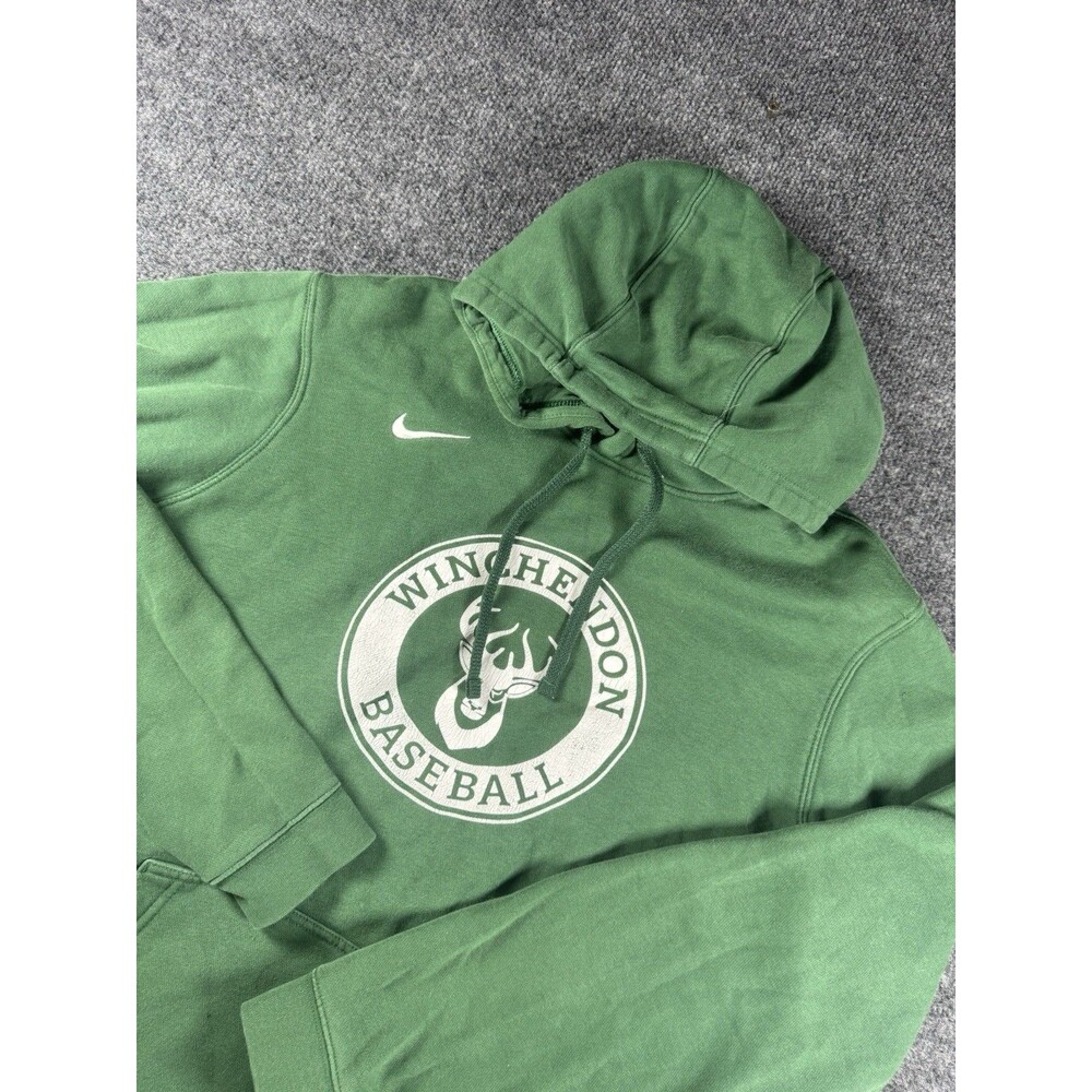 Nike Club Fleece Pullover Hoodie Mens Large L Green Embroidered Swoosh Logo Deer